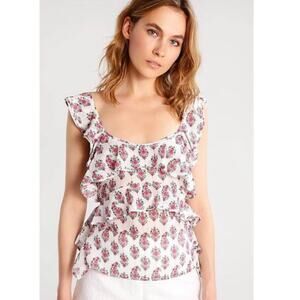 Club Monaco Rowlen floral paisley ruffle top